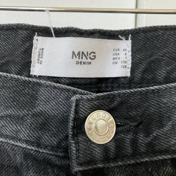 Mango Jeans Womens 8 Straight Leg Check Checkered Denim Black Gray - Picture 6 of 12